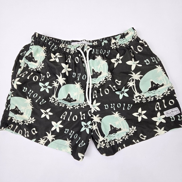 KaiAloha Supply Hawaii Swim Trunks Shorts Bottoms Size M 4” Inseam -Brief Lined - Picture 1 of 8